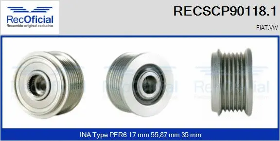 Belt Pulley, alternator (RECSCP90118.1)