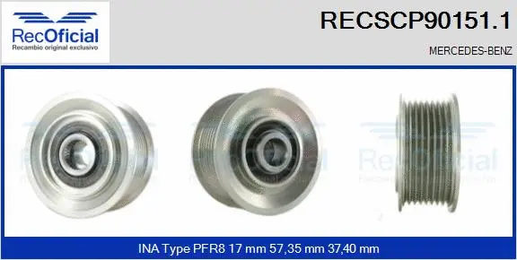 Belt Pulley, alternator (RECSCP90151.1)