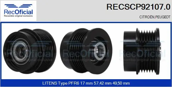 Belt Pulley, alternator (RECSCP92107.0)