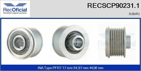 Belt Pulley, alternator (RECSCP90231.1)