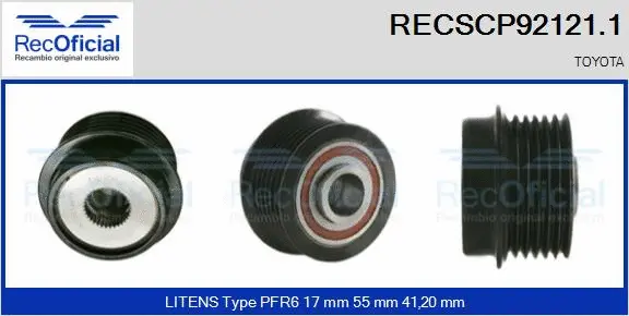 Belt Pulley, alternator (RECSCP92121.1)