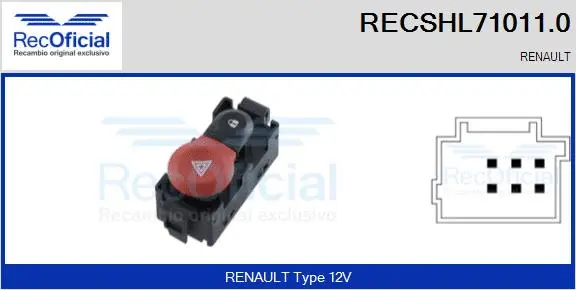 Hazard Warning Light Switch (RECSHL71011.0)