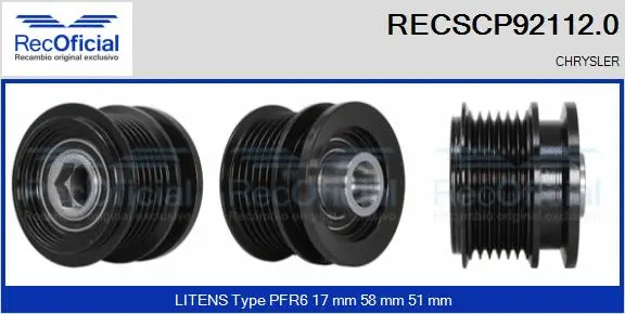 Belt Pulley, alternator (RECSCP92112.0)