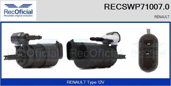 Washer Fluid Pump, window cleaning (RECSWP71007.0)