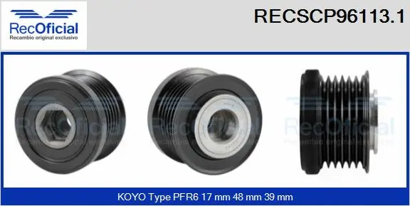 Belt Pulley, alternator (RECSCP96113.1)