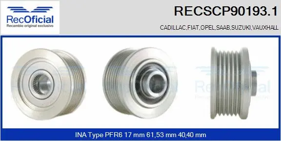 Belt Pulley, alternator (RECSCP90193.1)