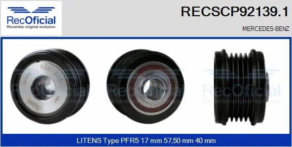 Belt Pulley, alternator (RECSCP92139.1)