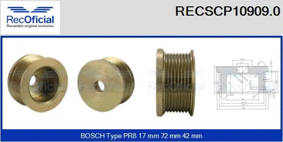 Belt Pulley, alternator (RECSCP10909.0)
