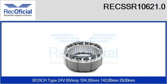 Stator, alternator (RECSSR10621.0)