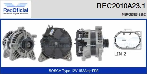 Alternator (REC2010A23.1)