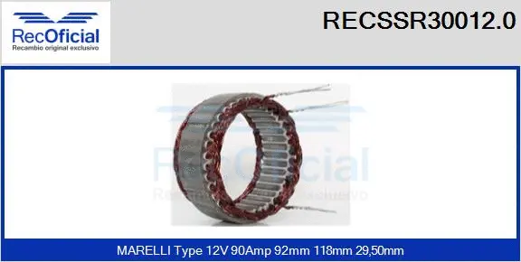 Stator, alternator (RECSSR30012.0)