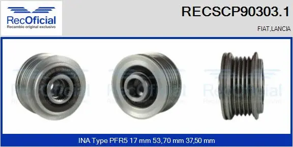 Belt Pulley, alternator (RECSCP90303.1)