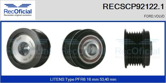 Belt Pulley, alternator (RECSCP92122.1)