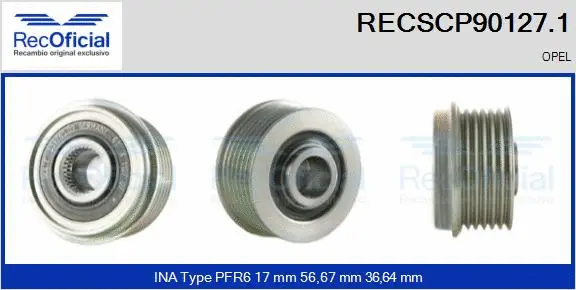 Belt Pulley, alternator (RECSCP90127.1)