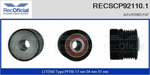 Belt Pulley, alternator (RECSCP92110.1)
