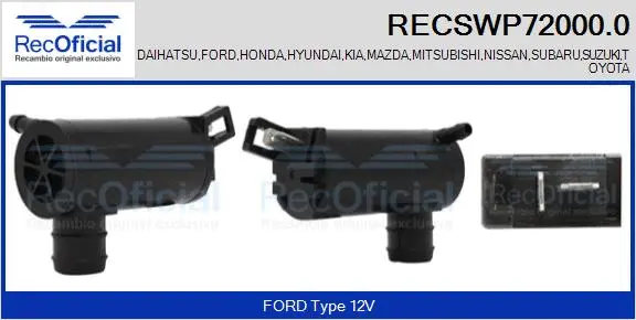 Washer Fluid Pump, window cleaning (RECSWP72000.0)
