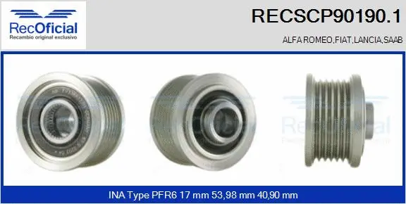 Belt Pulley, alternator (RECSCP90190.1)