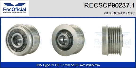 Belt Pulley, alternator (RECSCP90237.1)