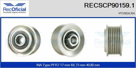 Belt Pulley, alternator (RECSCP90159.1)