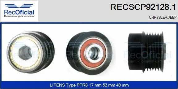 Belt Pulley, alternator (RECSCP92128.1)