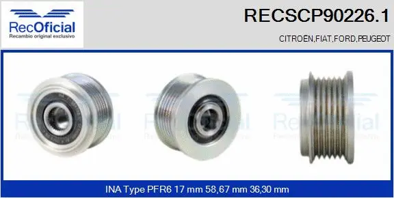 Belt Pulley, alternator (RECSCP90226.1)