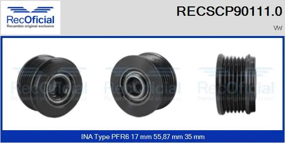 Belt Pulley, alternator (RECSCP90111.0)