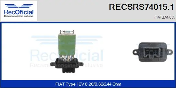 Resistor, interior blower (RECSRS74015.1)