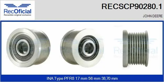 Belt Pulley, alternator (RECSCP90280.1)