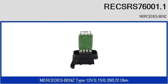 Resistor, interior blower (RECSRS76001.1)