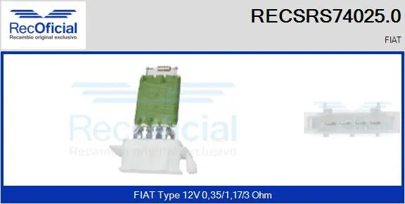 Resistor, interior blower (RECSRS74025.0)