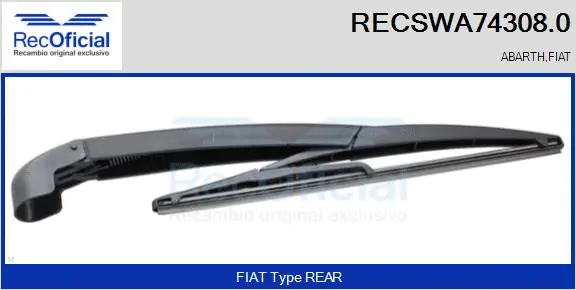 Wiper Arm, window cleaning (RECSWA74308.0)