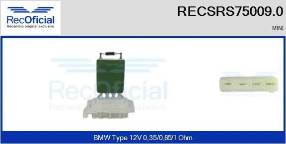 Resistor, interior blower (RECSRS75009.0)