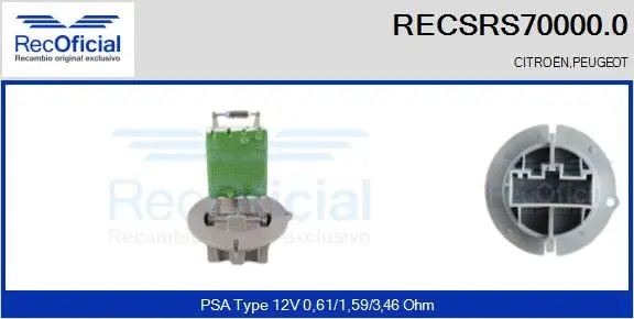 Resistor, interior blower (RECSRS70000.0)