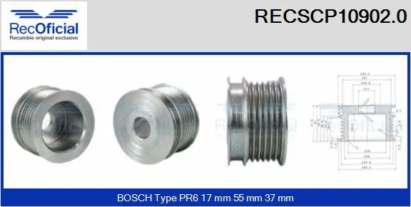 Belt Pulley, alternator (RECSCP10902.0)
