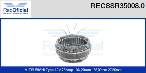 Stator, alternator (RECSSR35008.0)