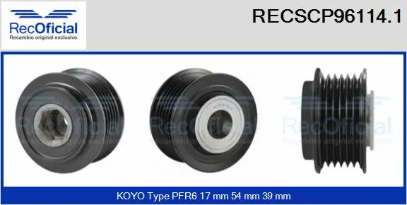 Belt Pulley, alternator (RECSCP96114.1)