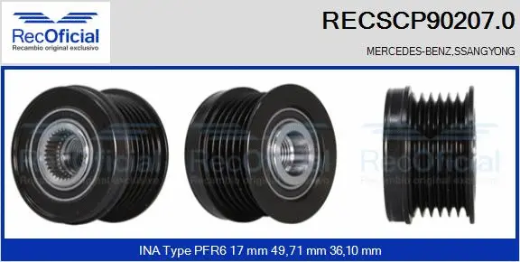 Belt Pulley, alternator (RECSCP90207.0)
