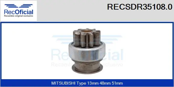Pinion, starter (RECSDR35108.0)