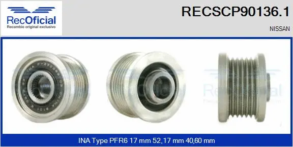 Belt Pulley, alternator (RECSCP90136.1)