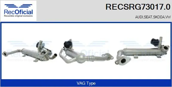 Cooler, exhaust gas recirculation (RECSRG73017.0)