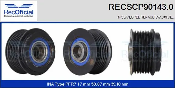 Belt Pulley, alternator (RECSCP90143.0)