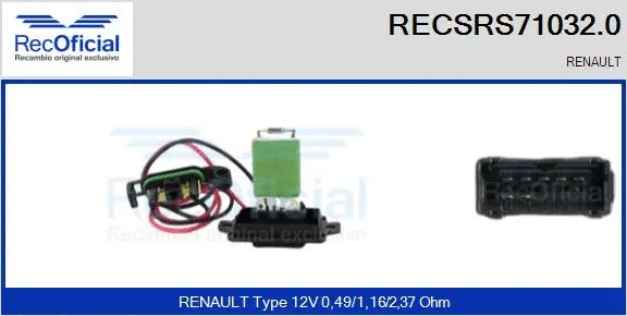 Resistor, interior blower (RECSRS71032.0)