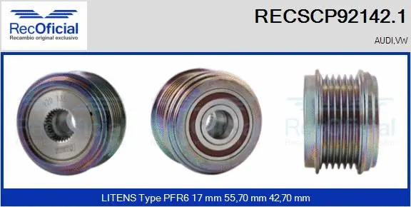 Belt Pulley, alternator (RECSCP92142.1)