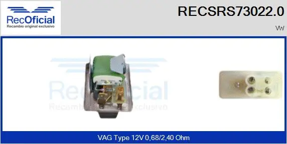 Resistor, interior blower (RECSRS73022.0)