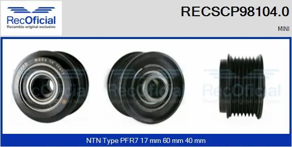 Belt Pulley, alternator (RECSCP98104.0)