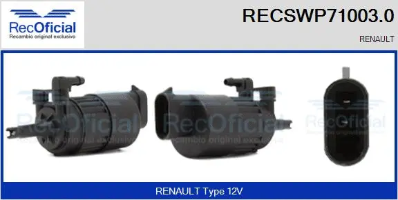 Washer Fluid Pump, window cleaning (RECSWP71003.0)