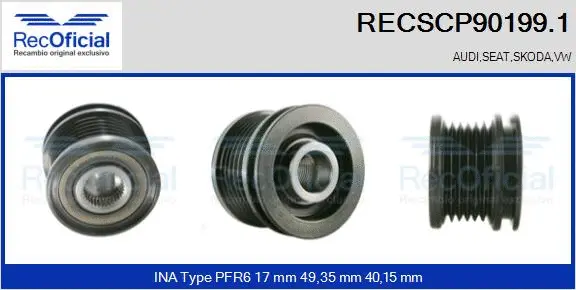 Belt Pulley, alternator (RECSCP90199.1)