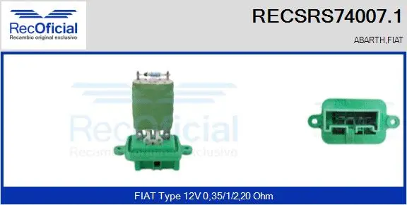Resistor, interior blower (RECSRS74007.1)
