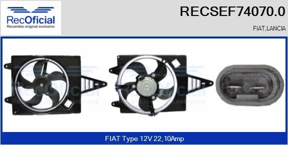 Electric Motor, radiator fan (RECSEF74070.0)