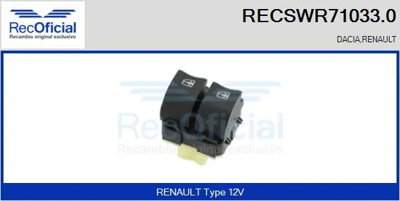 Switch, window regulator (RECSWR71033.0)